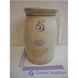 5 Gal Red Wing Crock, cracked