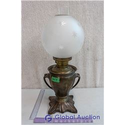 Large Vintage Coal Oil Lamp with Frosted Globe - Gone with the Wind
