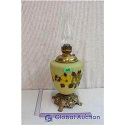 Large Vintage Coal Oil Lamp with Frosted Flower Base