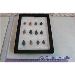 Framed Collection of 12 Coloured Collector Stones