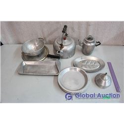 Lot of Assorted Vintage Aluminum Kitchen Plates & Pans