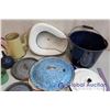 Image 4 : Large Lot of Enamelware, Lids, Chamber Pot