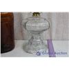 Image 3 : (2) Coal Oil Lamps (1 in Box) & Brown Glass Jug with Cork