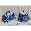 Image 1 : Victoria Ware Ironstone Blue Loaf Plate with Cover & Cake Plate with Cover