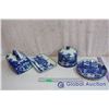 Image 2 : Victoria Ware Ironstone Blue Loaf Plate with Cover & Cake Plate with Cover