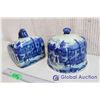 Image 4 : Victoria Ware Ironstone Blue Loaf Plate with Cover & Cake Plate with Cover