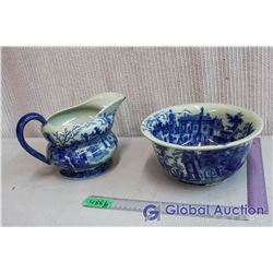 Victoria Ware Ironstone Blue Bowel & Pitcher