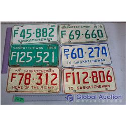 Lot of 60's/70's Saskatchewan License Plates (6)