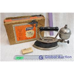 Vintage Coleman Gas Iron & Bundle of Coleman Tip Picks in Packaging