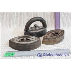 Taylor Forbes Sad Irons (No 1, 2, & 3) with 1 Handle