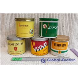 Lot of 5 Cigarette Tobacco Tins (Export, Vogue, Dominion, Black Cat, Sportsman)