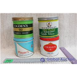 Lot of 4 Cigarette Tobacco Tins (Ogden's, MacDonald, Craven A, Player's)