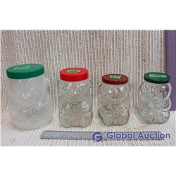 Lot of 4 Kraft Peanut Butter Jars (3 Glass, 1 Plastic)