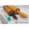 Image 3 : Vintage Wooden Rolling Pins (2) & Pie Crust Crimper