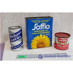 Neilson's Cocoa, Saalo Sunflower Oil, York Peanut Butter Tins