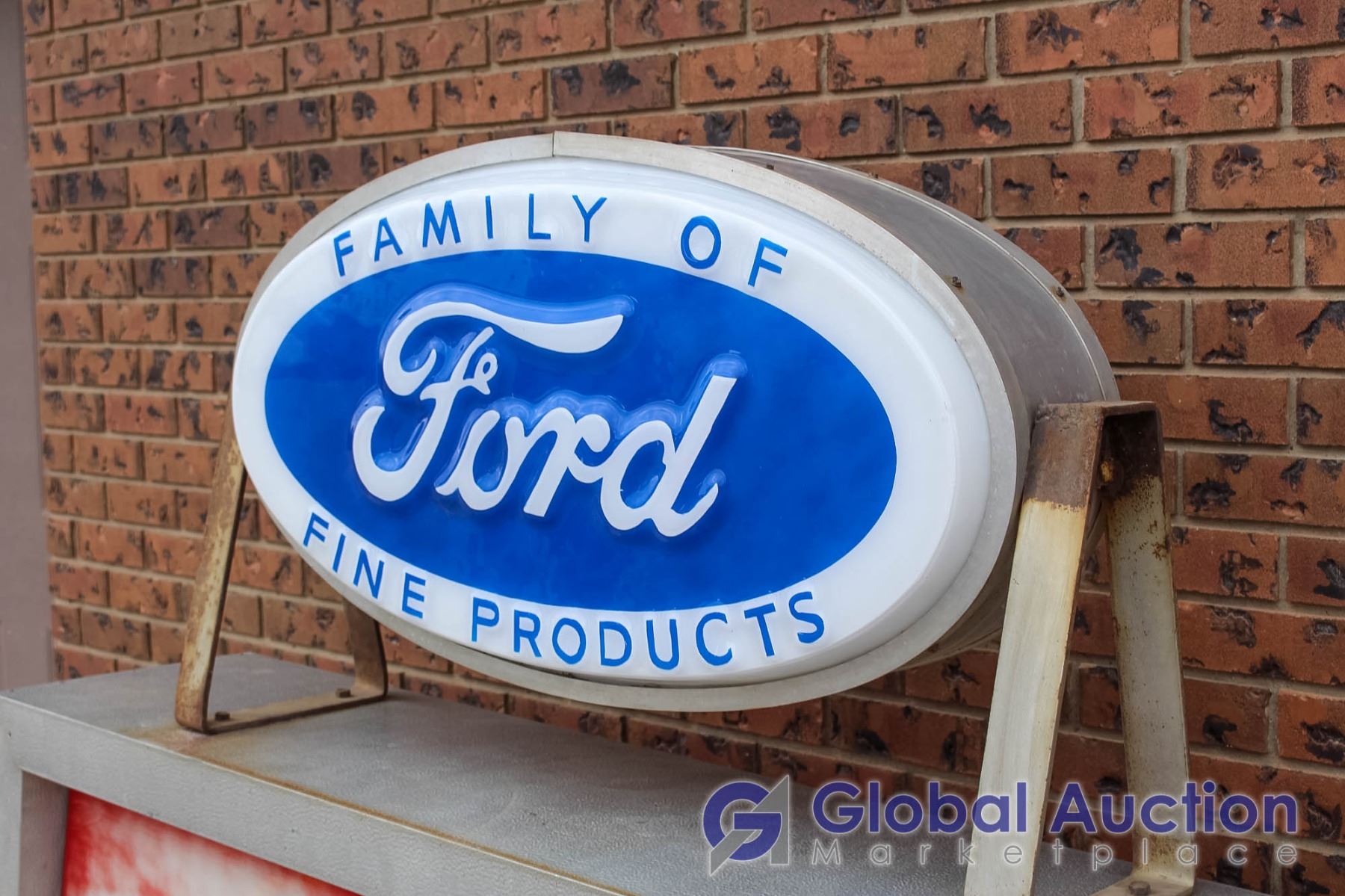 Vintage Plastic Ford Dealership Sign 62" High, 73" Wide, 13" Deep