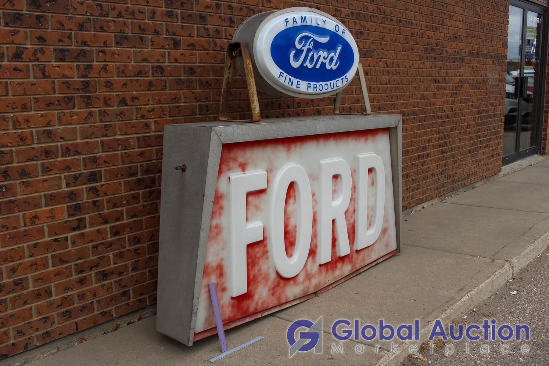 Vintage Plastic Ford Dealership Sign 62" High, 73" Wide, 13" Deep