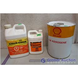 Full Shell Container Of Kerosene With 2 Plastic Container, 1 Empty