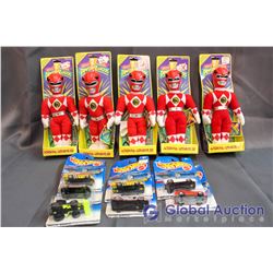 (5) Power Rangers Toys and (7) NIB Hot Wheels