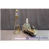 Image 1 : Musical Train And Gold Trimmed Decanters