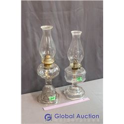 #2 Pattern Glass Coal-Oil Lamps (2)