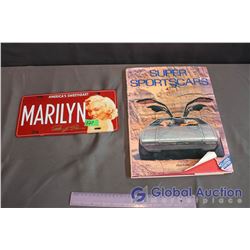 Super Sportscars Book and Marilyn Monroe Licence Plate