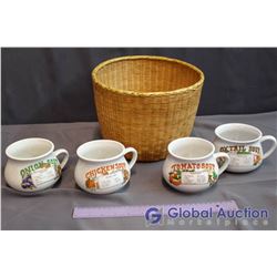 Set of Soup Recipe Bowels (4) in Basket