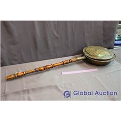 Antique Wood and Brass Bed Warmer