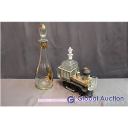 Musical Train And Gold Trimmed Decanters