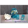 Image 5 : Blue Hand Painted Victorian Water Set W/ Figurine