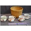 Image 1 : Set of Soup Recipe Bowls (4) in Basket