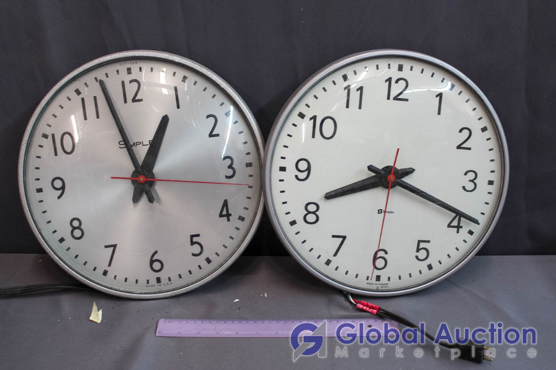 Two Vintage Simplex Wall Clocks