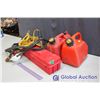 Image 1 : Lot Of Automotive (2 Gas Cans, 2 Sets Of Booster Cables, Flare Kit)