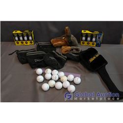 Lot of Golf Club Head Covers, Golf Balls, & Related