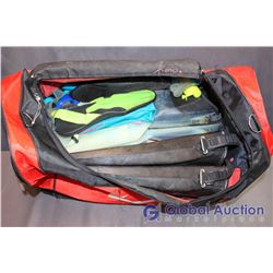 Bag of Scuba Gear - Flippers (3 pair), Goggles (2), Water Shoes, 2 Snorkels