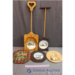 Lot of Hand Painted Wooden Christmas/Winter Decor