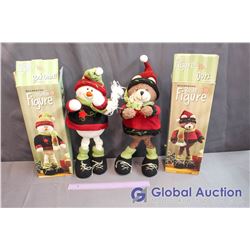 Decorative Bear & Snowman Figures w/boxes (Positionable)