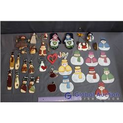 Lot of Hand Painted Christmas Ornaments - Wood, Metal & Stained Glass (33)