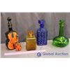 Image 1 : (3) Glass Decanters and Nannerl Violin Liquour Bottles