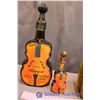 Image 3 : (3) Glass Decanters and Nannerl Violin Liquour Bottles