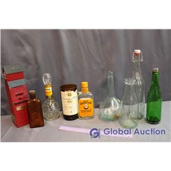 (9) Misc Glass Bottles and Spirit of Saskatchewan Whisky Grain Elevator