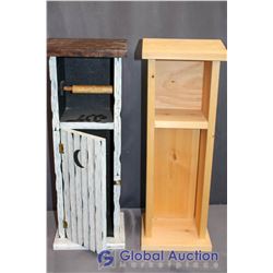 (2) Wooden Toilet Paper Caddies - 1 Hand Painted, 1 Unpainted