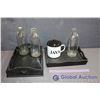 Image 1 : Lot of 2 Black Serving Trays, 3 Glass Milk Bottles & Giant Coffe Mug
