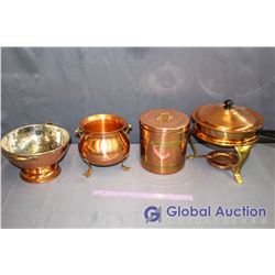 Lot of Copper Kitchenware (Canister, Fondue Pot, Colander, etc)
