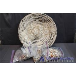 Lot of Seashells, Clear Decorative Rock & Decorative Plate w/ Stand