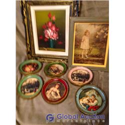 Vintage Oil Painting & Assorted Pictures