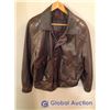 Image 1 : Mens Dark Brown Leather Jacket - Size Large