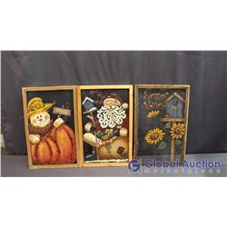 3 Hand Painted Screen Home Decor Hangings