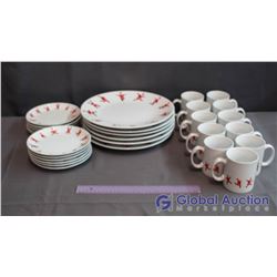 Set of Santa clause Dishware (11 Mugs, 12 Dessert Plates & 6 Dinner Plates)