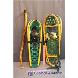 (2) Pairs of Snow Shoes  w/Walking Stick